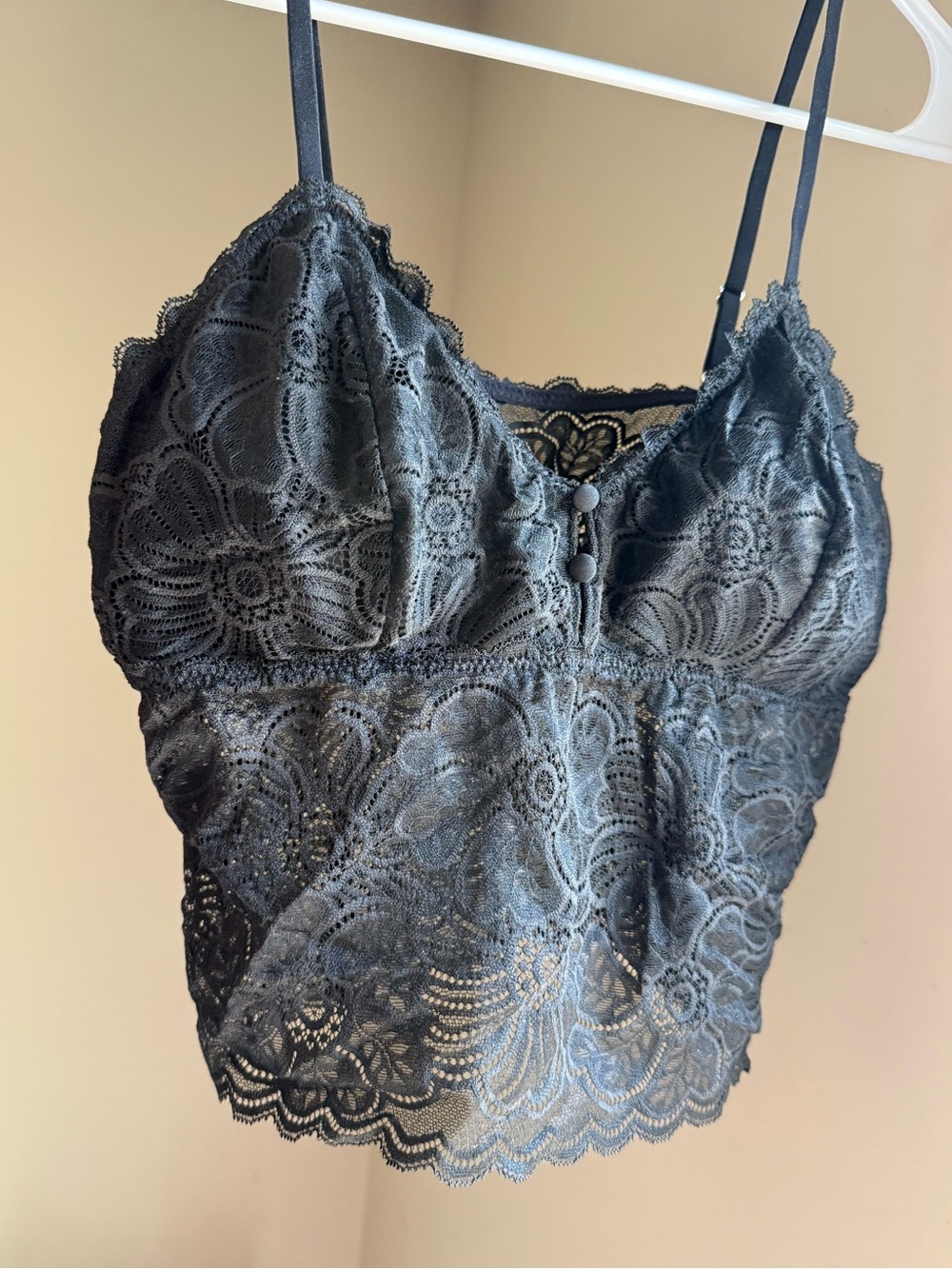 aerie Black Floral Lace Bralette Camisole